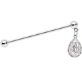 14G Rose Quartz Drop Tree Dangle Industrial Barbell 38mm