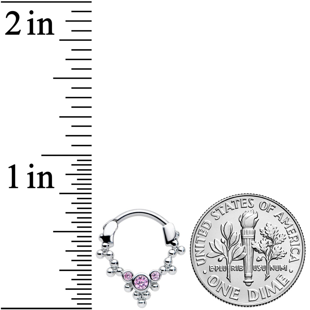 16G 5/16 Pink CZ Gem Princess Cartilage Clicker