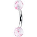 16G 5/16 Clear Pink Glitter Ends Curved Eyebrow Ring