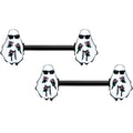 14G 9/16 Black Hipster Ghost Halloween Barbell Nipple Ring Set
