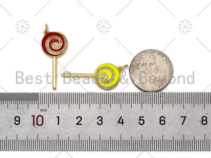 Enamel Colorful Lollipop Shape Pendant,18K Gold Filled CZ Micro Pave Lollipop Charm,Enamel Pendant,Enamel Jewelry,13x30mm,sku#L588