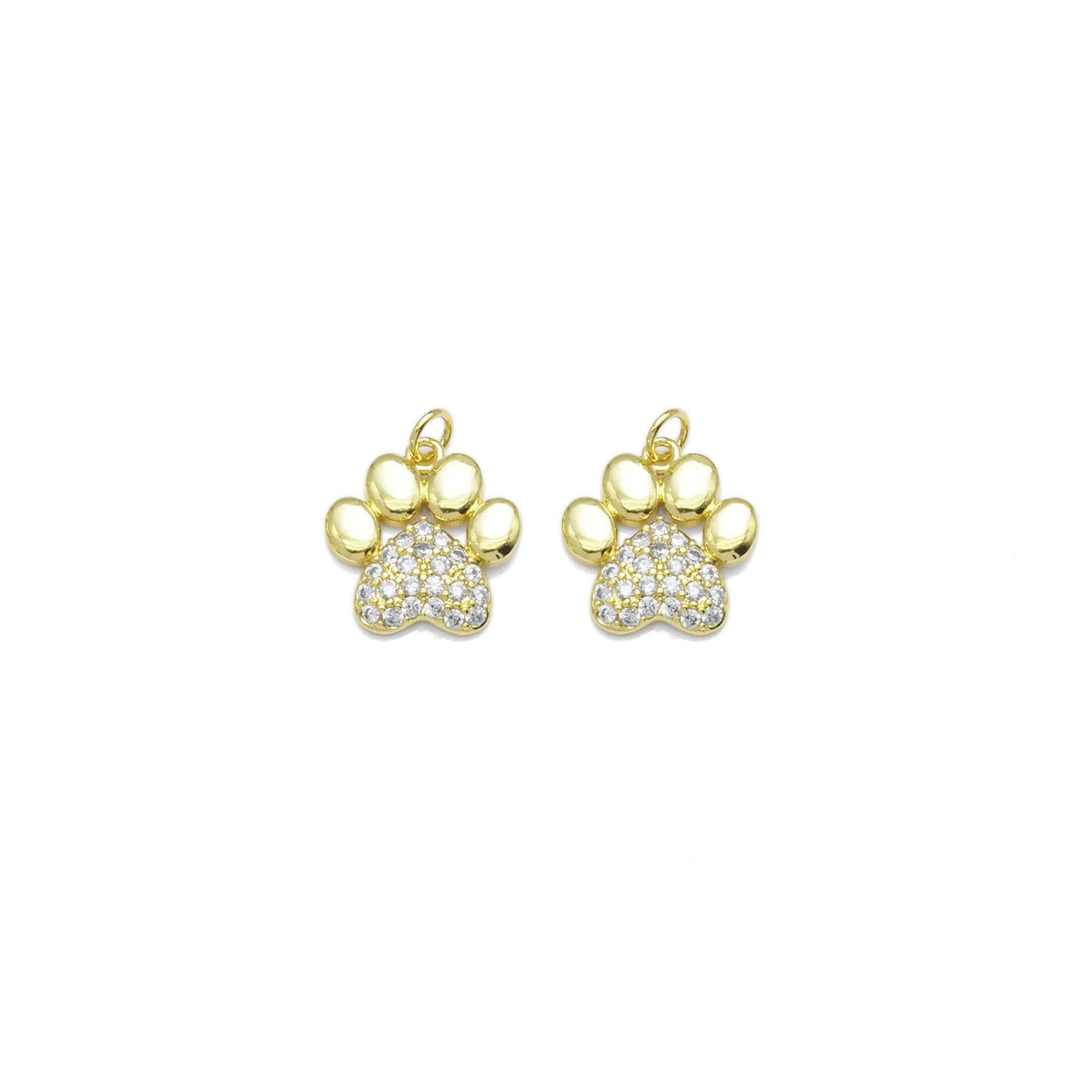 Gold Silver CZ Paw Print Charm, Sku#LK908