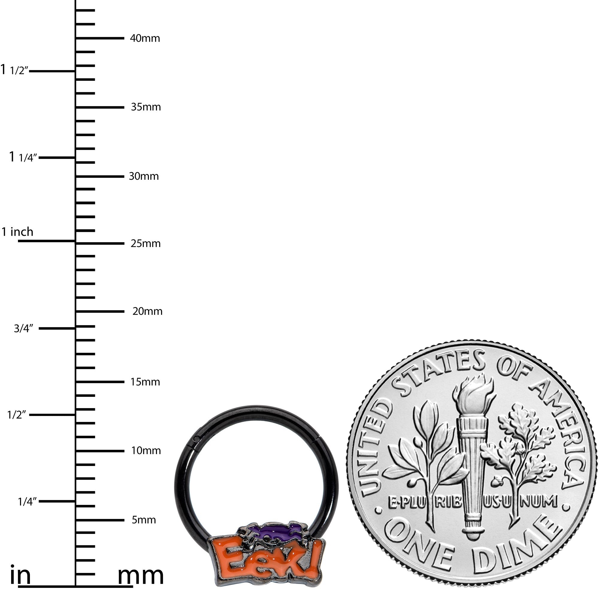16G 3/8 Black Eek Purple Spider Halloween Hinged Segment Ring