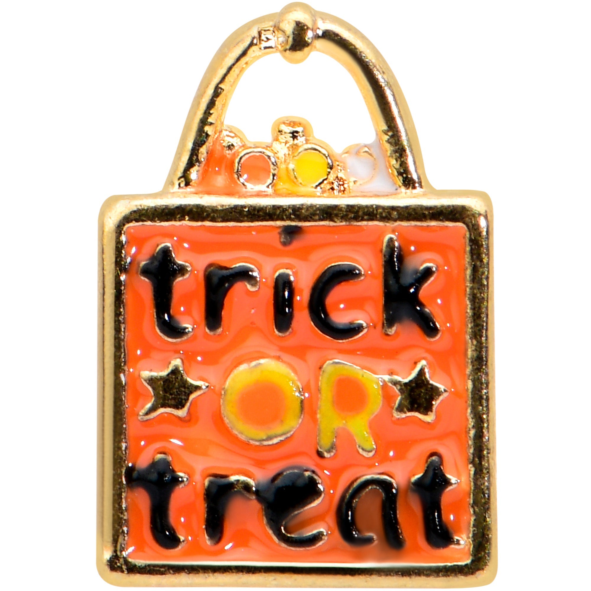 16G 5/16 Gold Tone Trick or Treat Halloween Labret Monroe Tragus