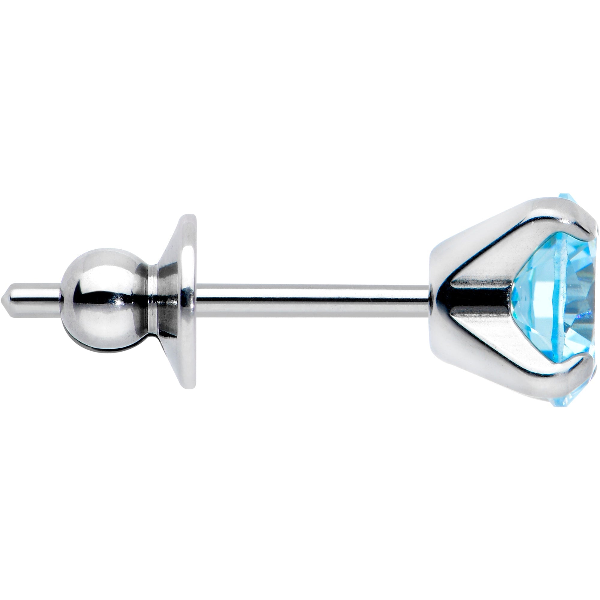 Blue CZ Gem 5mm G23 Titanium Post Stud Earrings