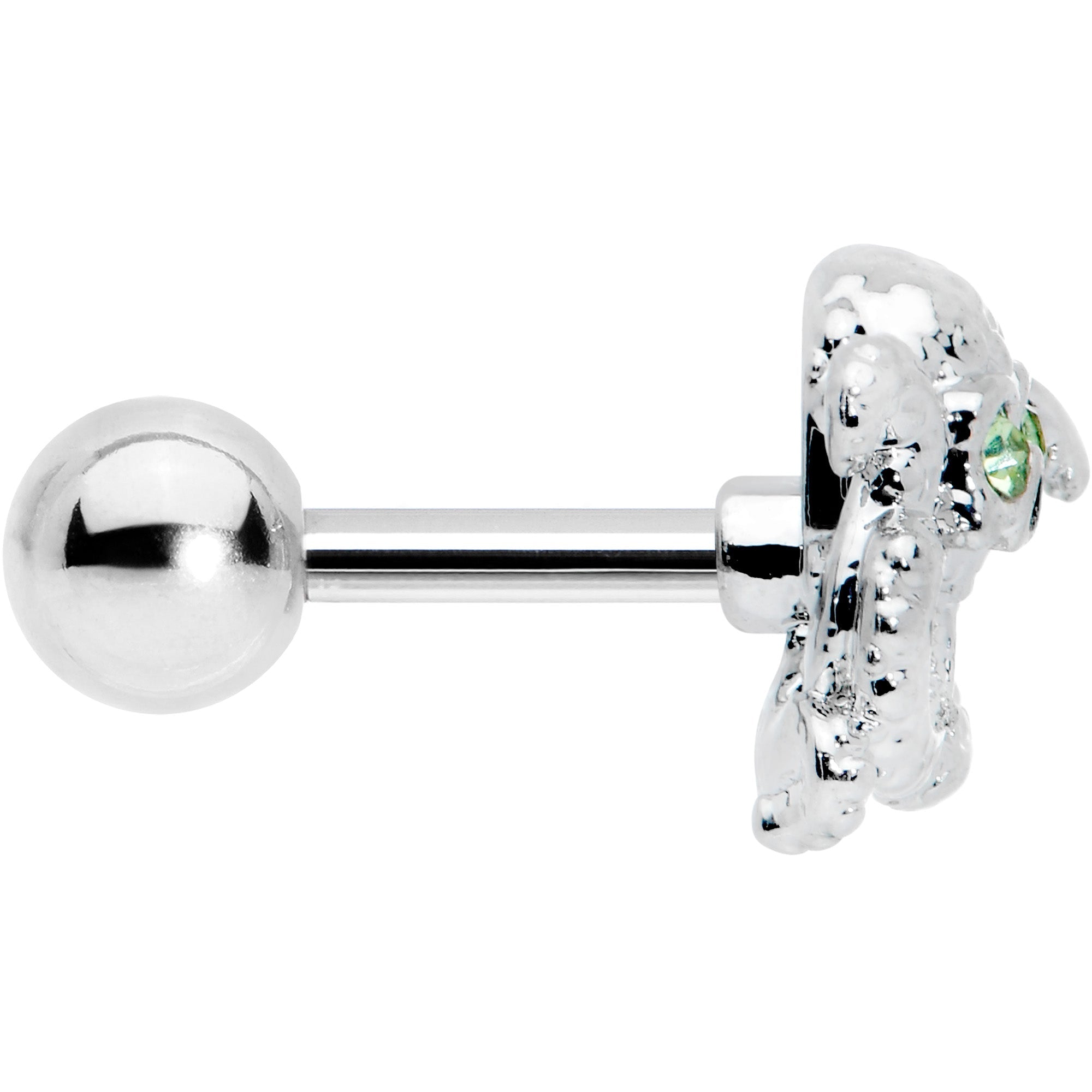 16G 1/4 Clear Green Gem Sunglass Octopus Cartilage Tragus Earring