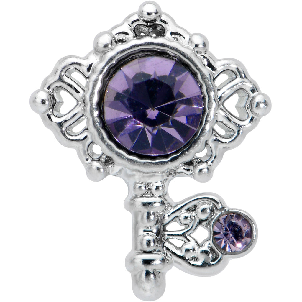 20G 1/4 Purple Gem Unlock My Heart Key Nose Bone
