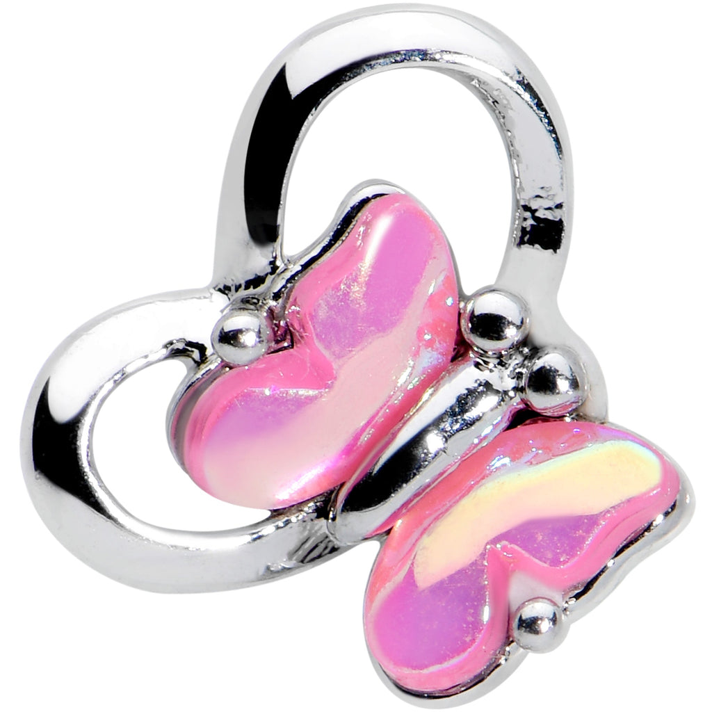 16G 5/16 Heart Pink Butterfly Labret Monroe Tragus