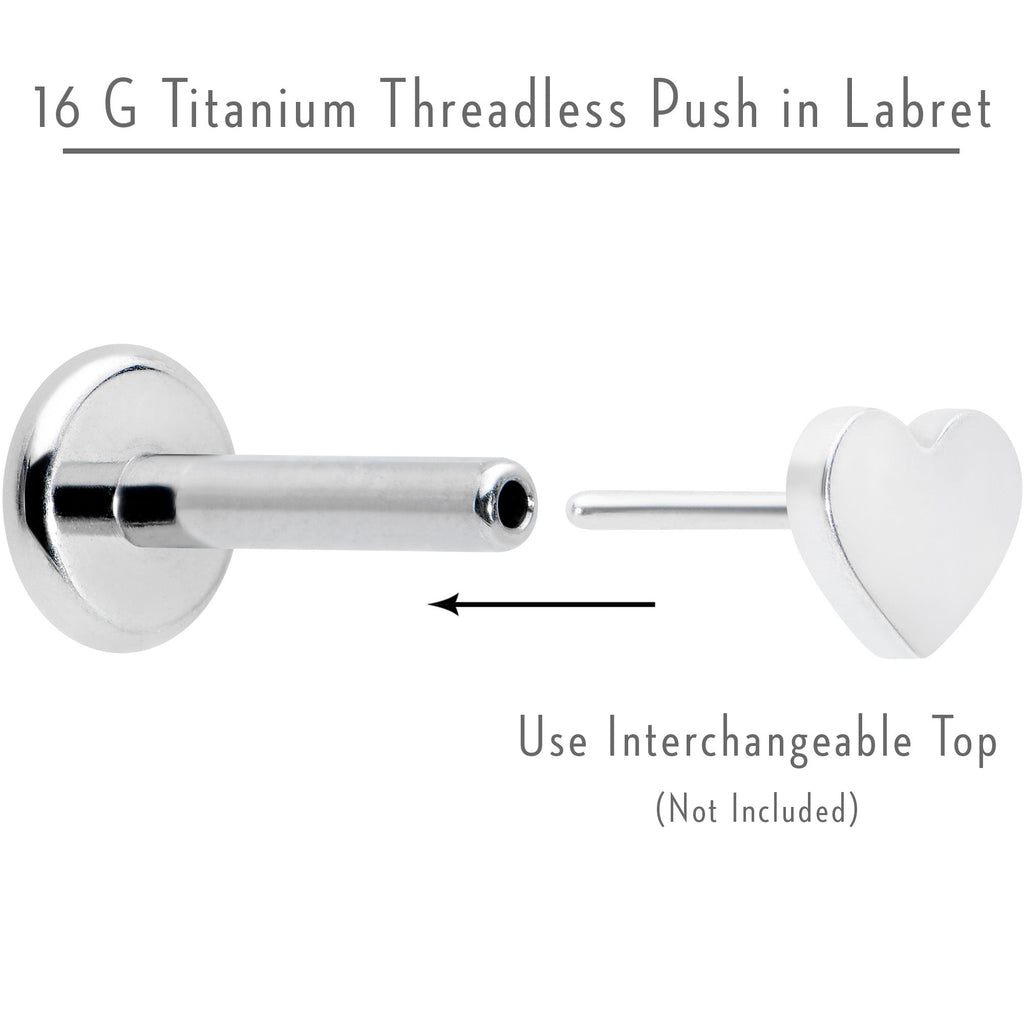 16G 1/4 G23 Titanium Threadless Post Only Labret Tragus