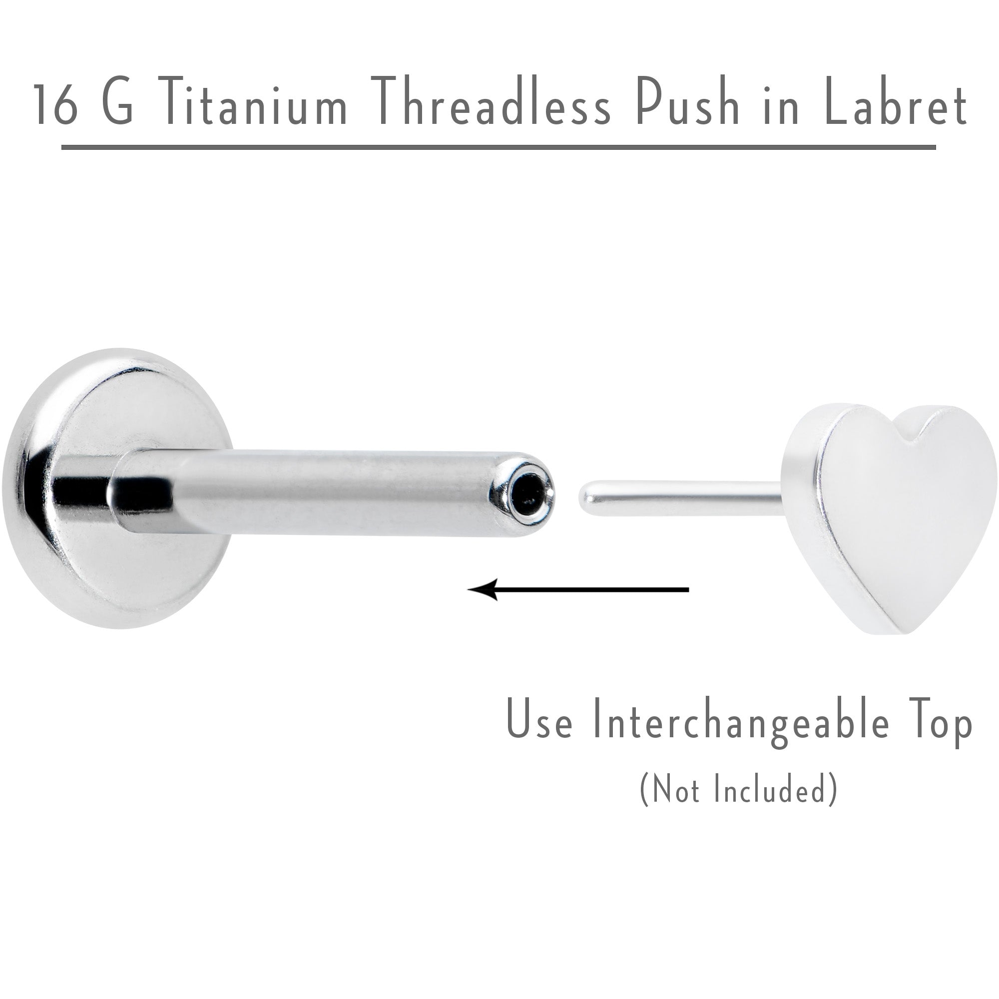 16G 5/16 G23 Titanium Threadless Post Only Labret Monroe Tragus