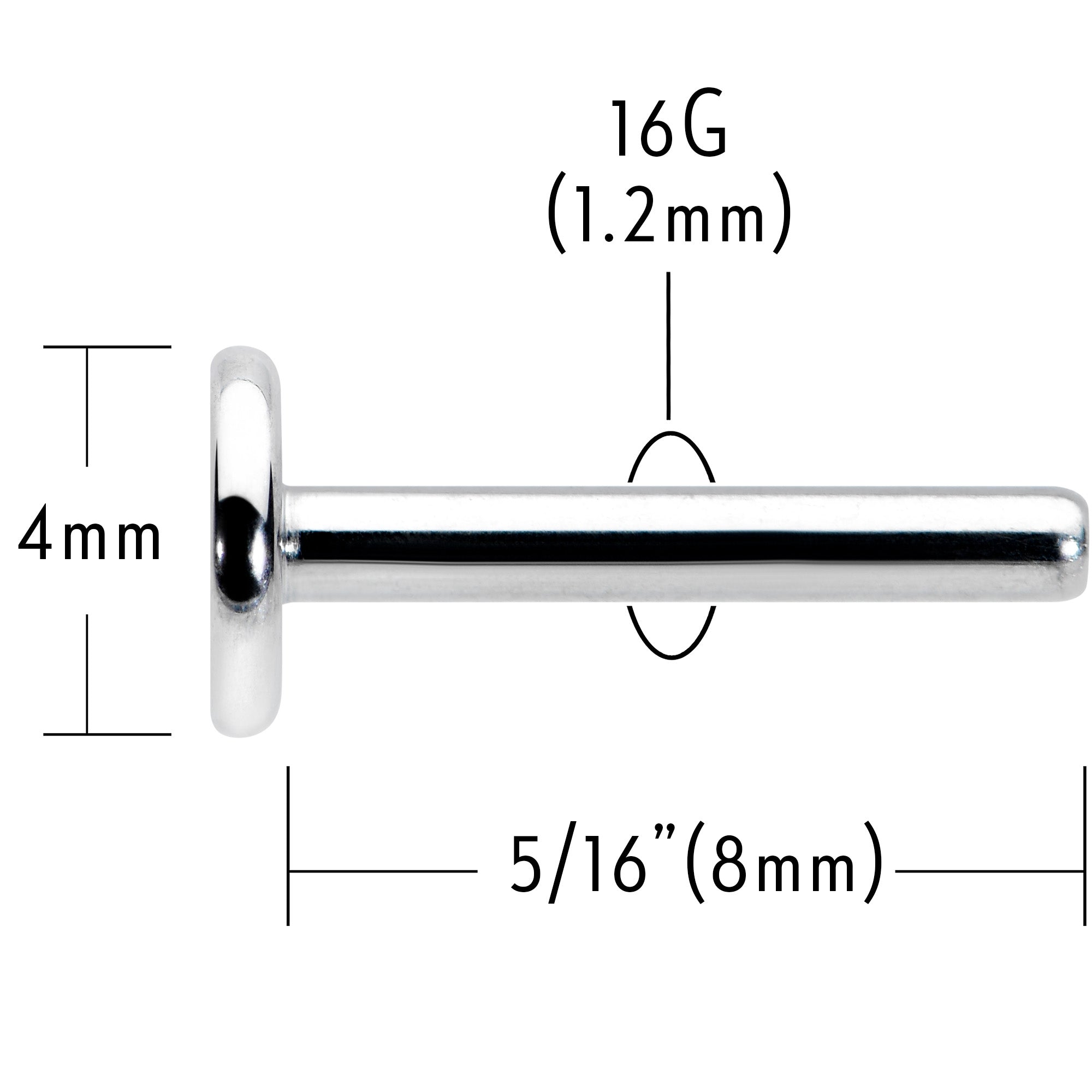 16G 5/16 G23 Titanium Threadless Post Only Labret Monroe Tragus