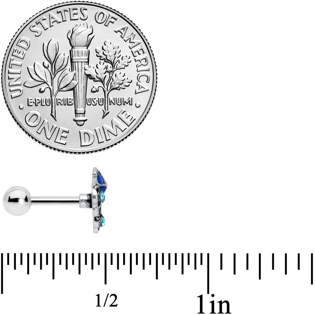 16G 1/4 Blue Gem Rococo Blue Cartilage Tragus Earring