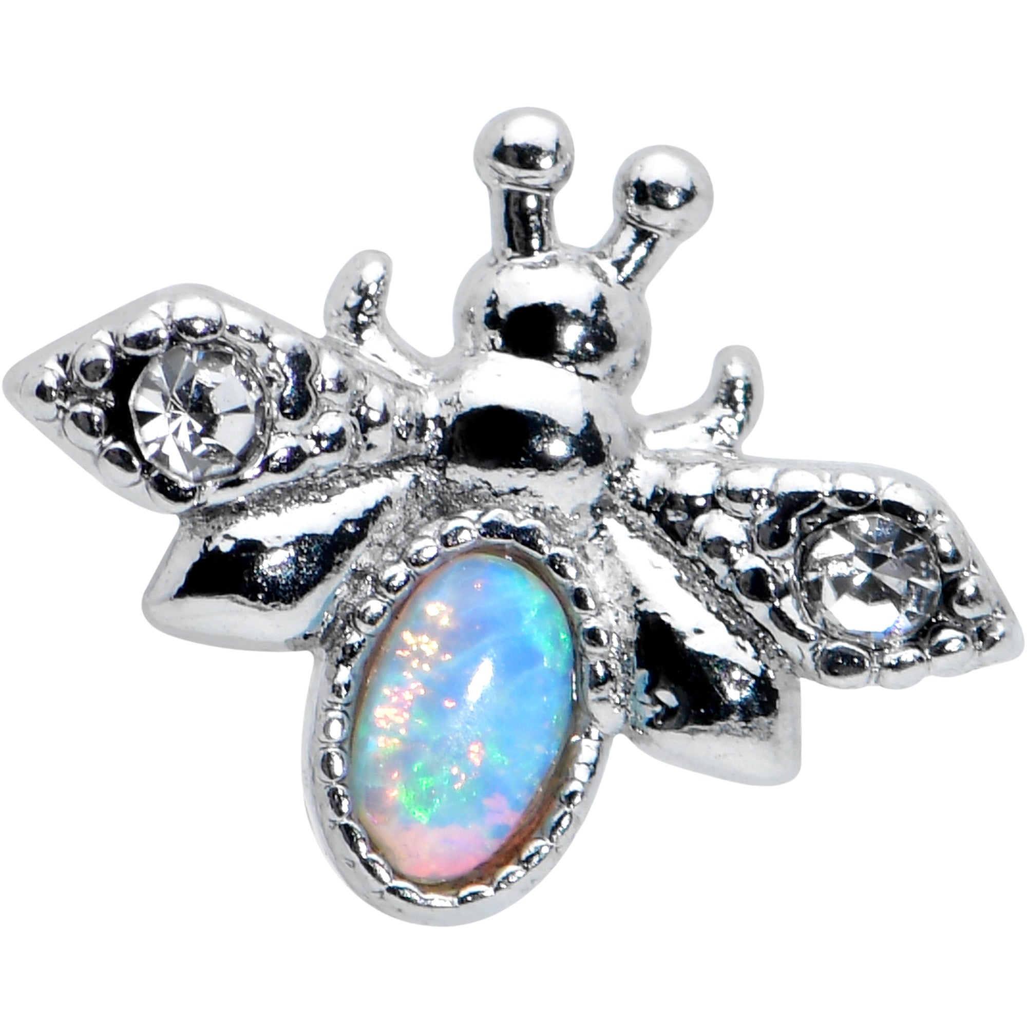 16G 1/4 White Synthetic Opal Insect Cartilage Tragus Earring
