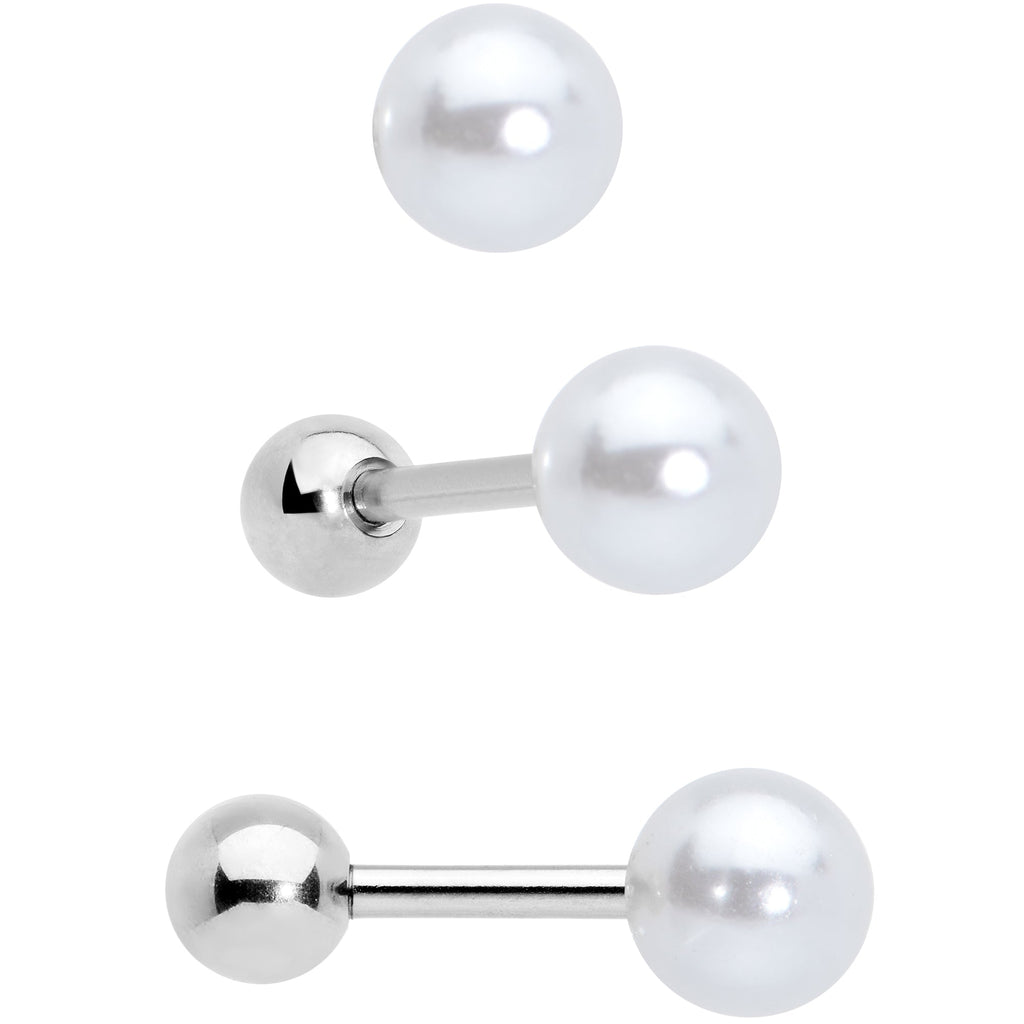 16G 1/4 Bee Smile Flower Pearlescent Cartilage Tragus Set of 3