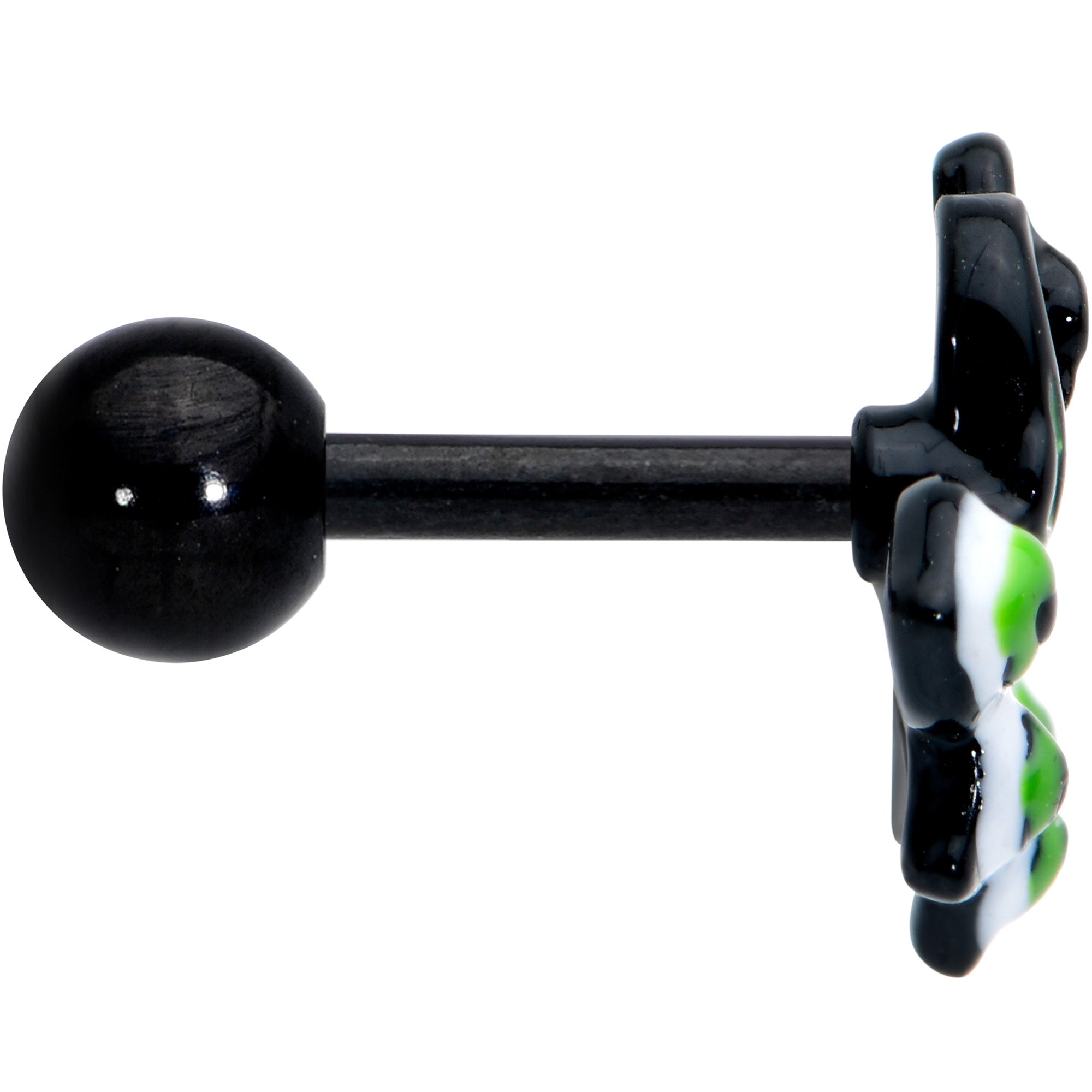 16G 1/4 Black Green Perfect Peacock Cartilage Tragus Earring
