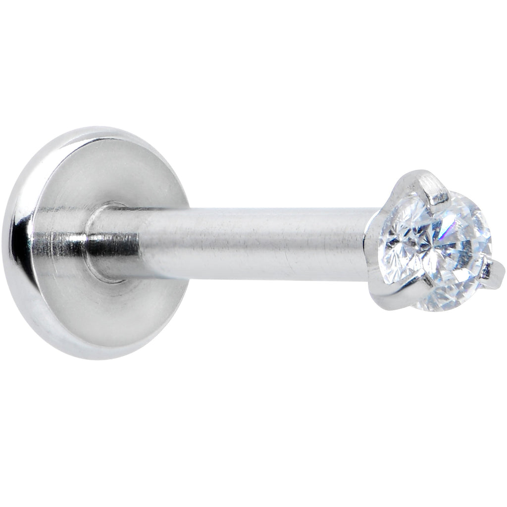 16G 5/16 Clear Gem 2mm Internally Threaded Labret Monroe Tragus