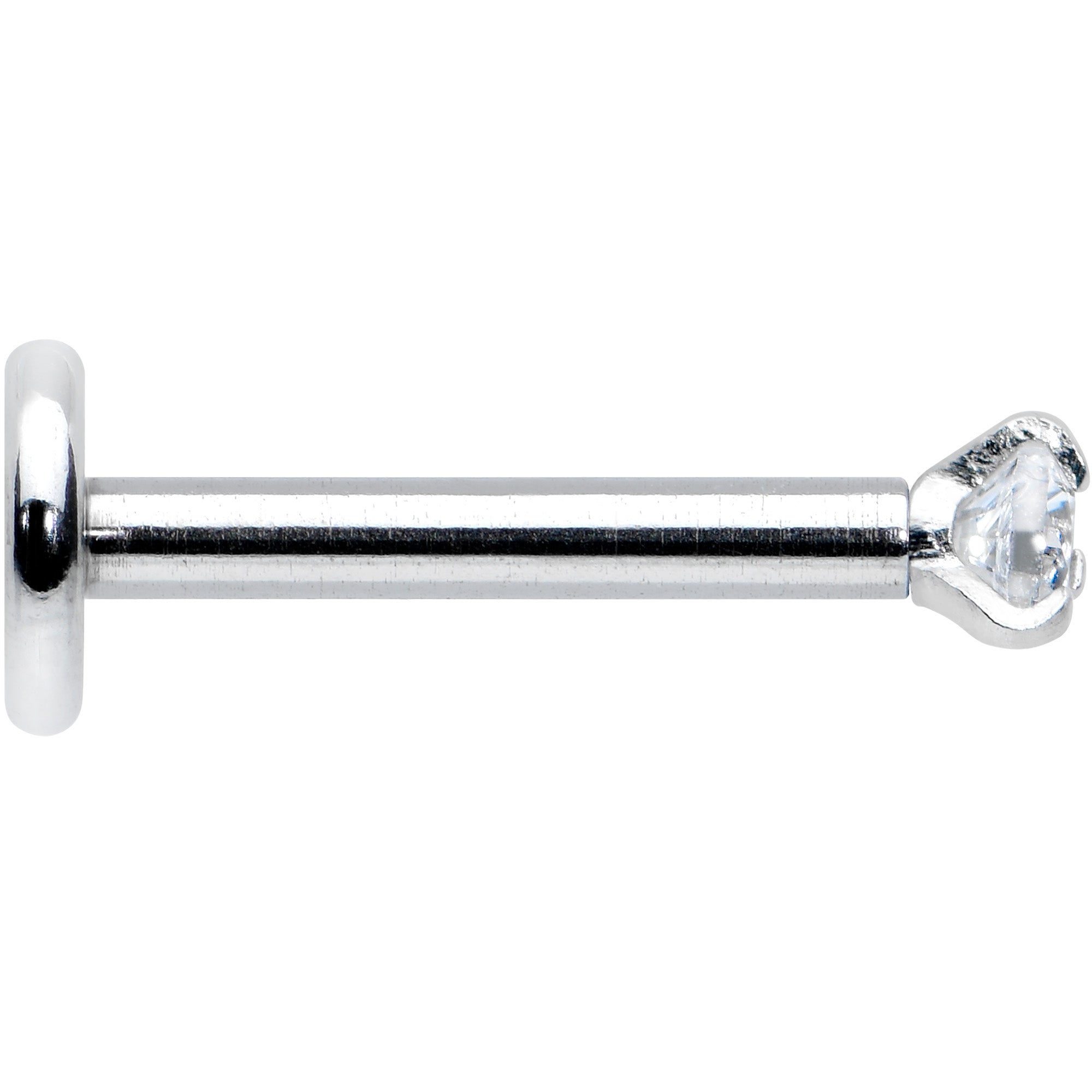 16G 5/16 Clear Gem 2mm Internally Threaded Labret Monroe Tragus