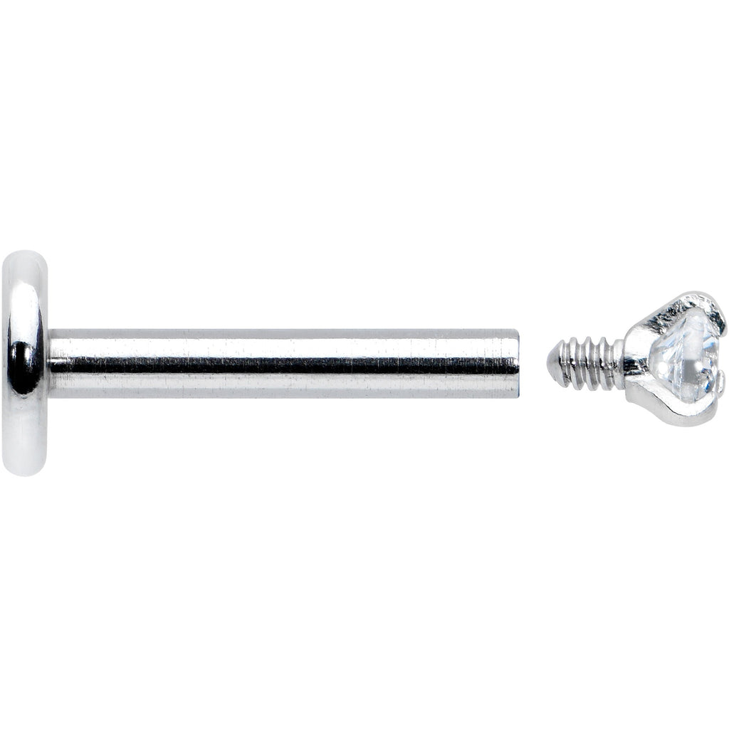 16G 5/16 Clear Gem 2mm Internally Threaded Labret Monroe Tragus