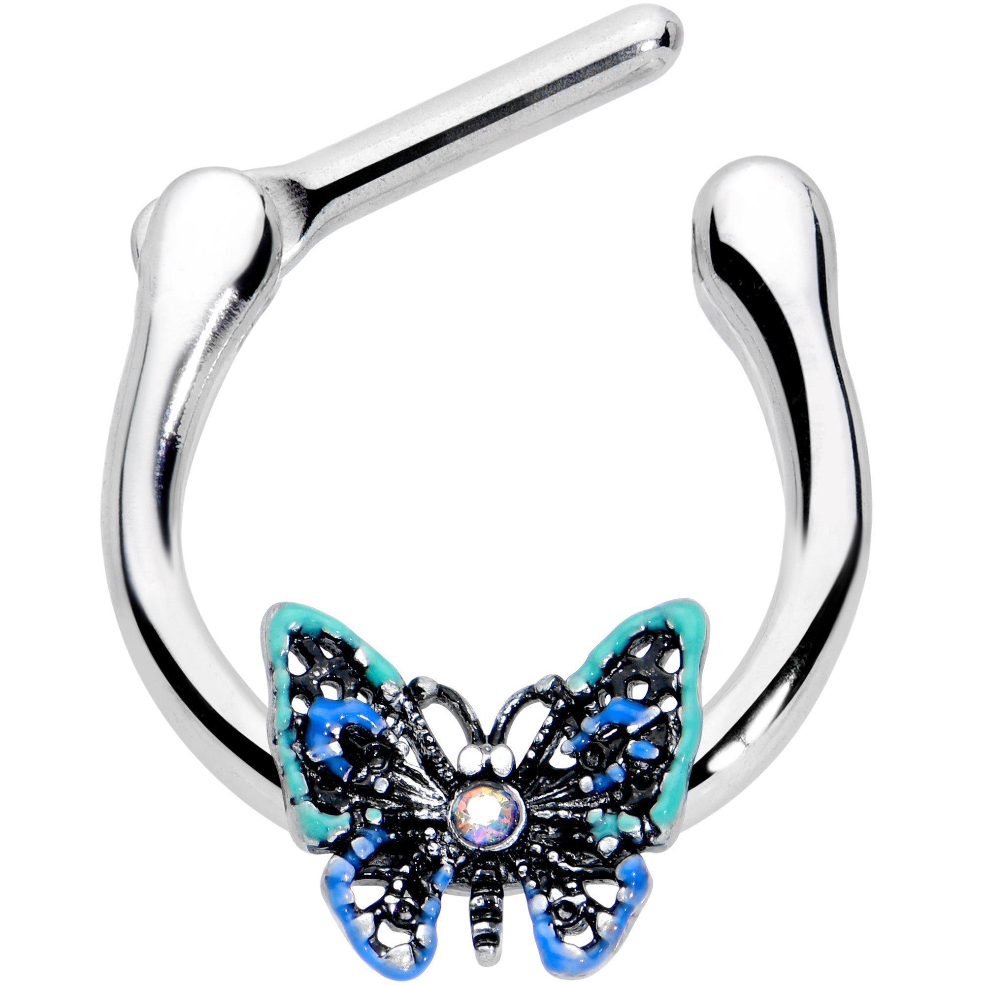 16G 5/16 Aurora Gem Colorful Butterfly Glam Cartilage Clicker