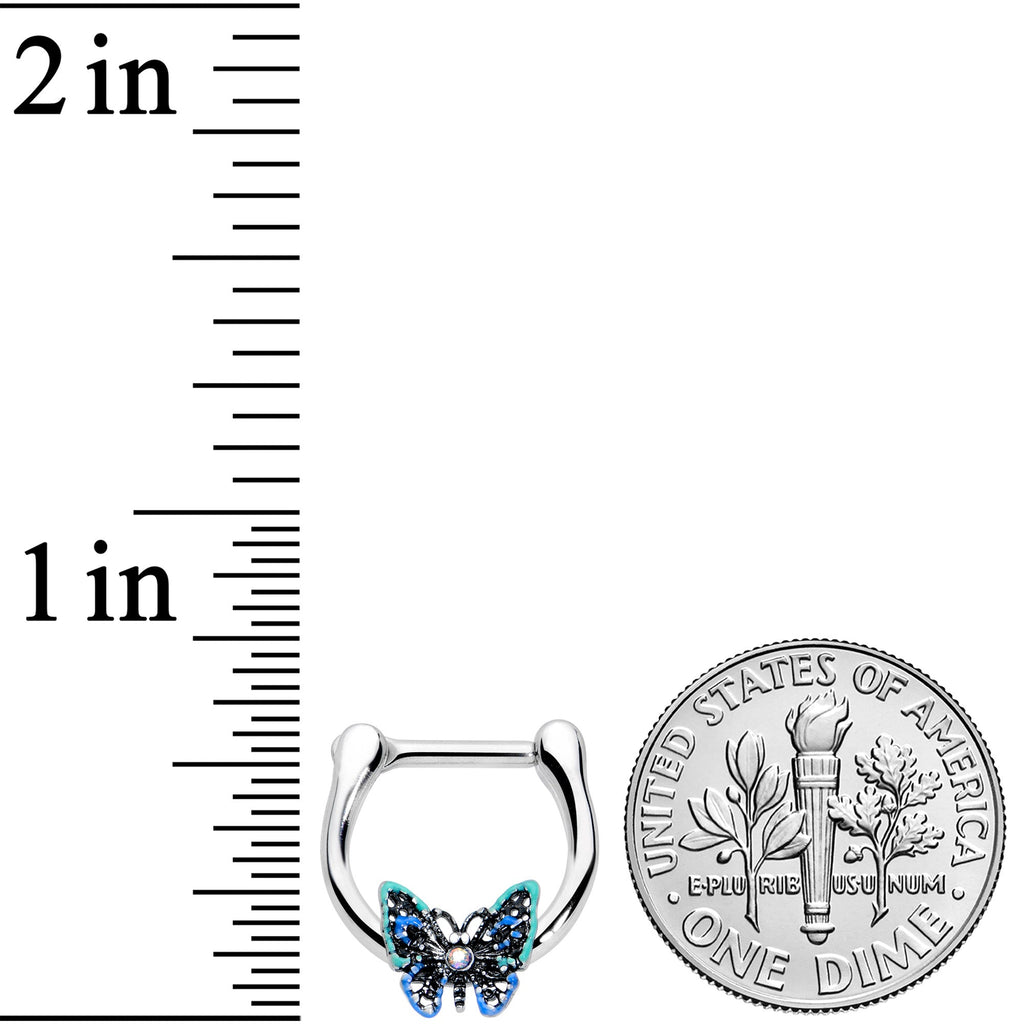 16G 5/16 Aurora Gem Colorful Butterfly Glam Cartilage Clicker