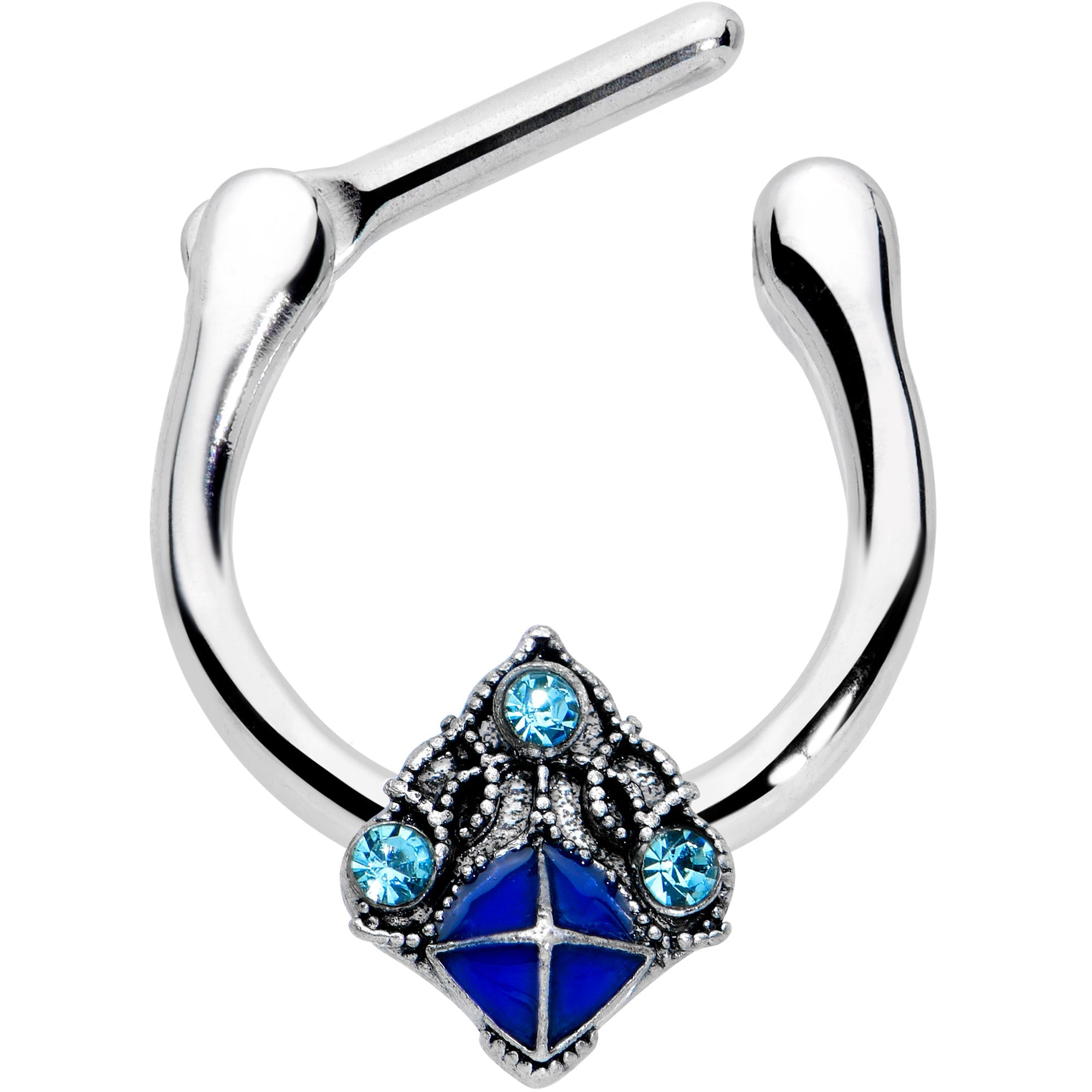 16G 5/16 Blue Gem Rococo Blue Cartilage Clicker
