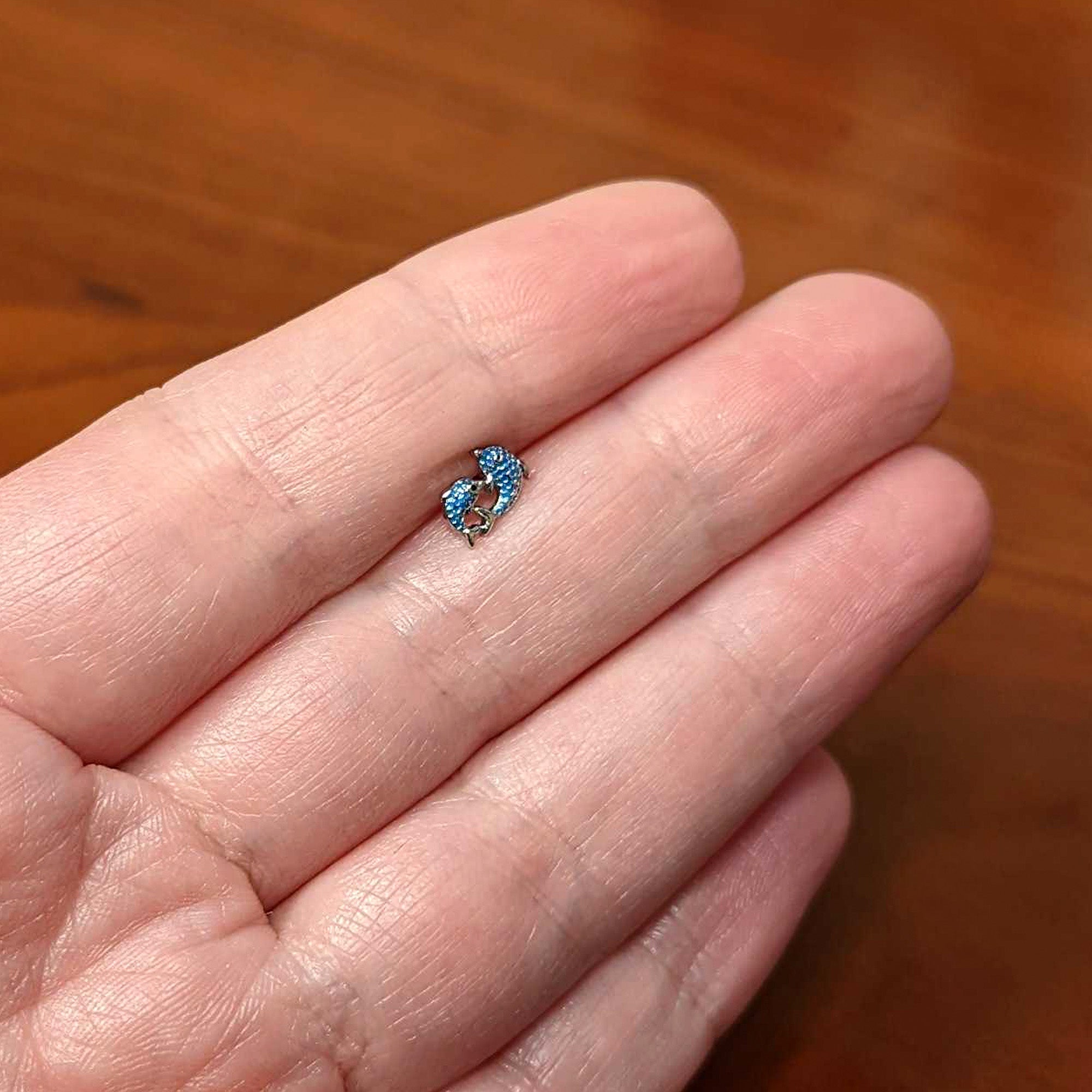 16G 5/16 Black Gem Blue Leaping Dolphins Labret Monroe Tragus