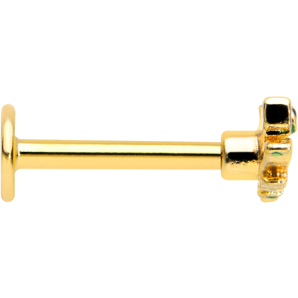 16G 5/16 Gold Tone Green Hungry Alligator Labret Monroe Tragus