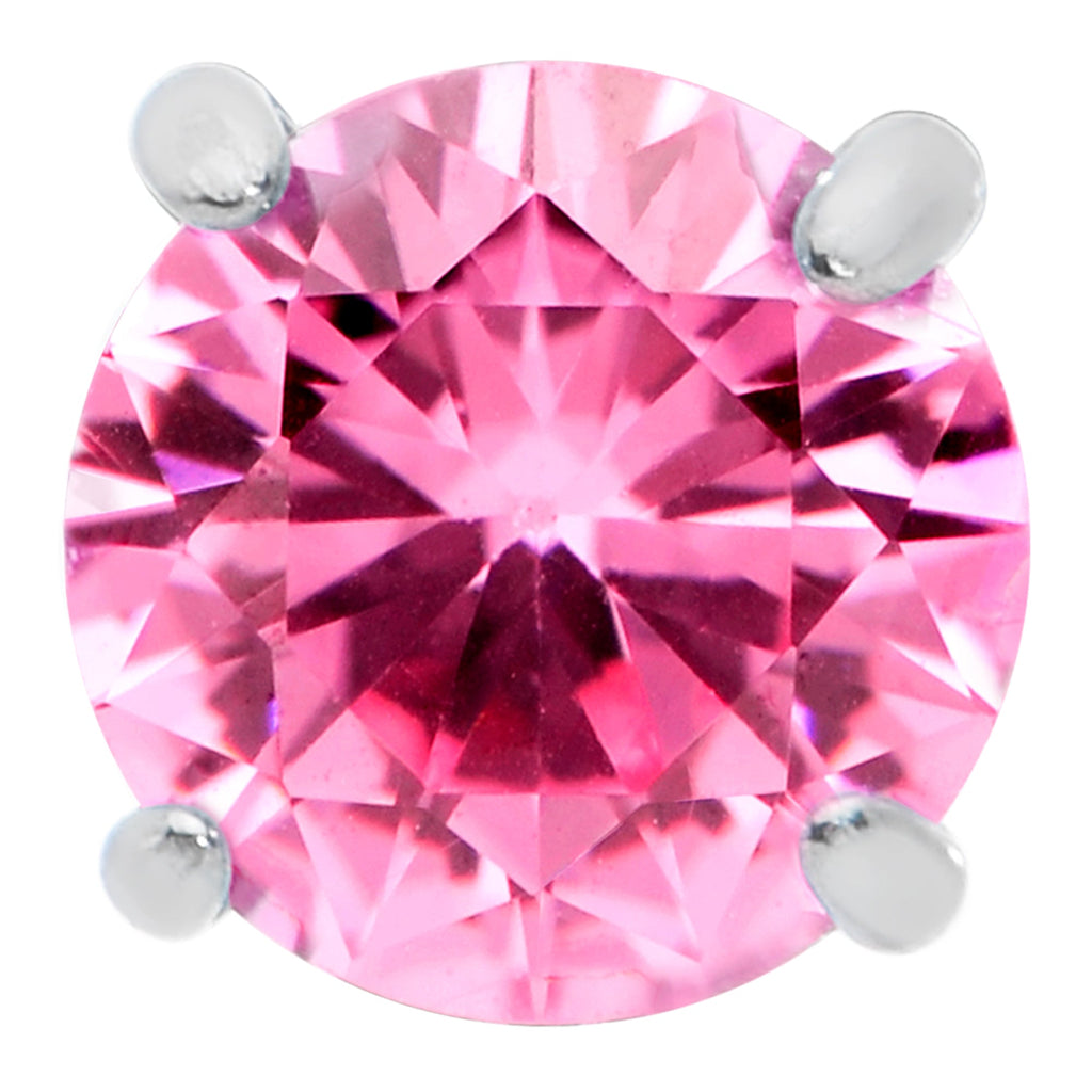 16G 5/16 Pink CZ Gem G23 Titanium Threadless Flower Labret Tragus