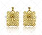 18K Dainty Gold Rose Flower Rectangle Charm, sku#LK231