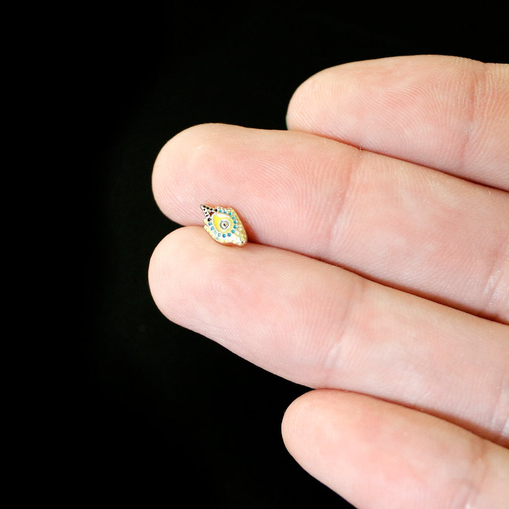 16G 5/16 Gold Tone Bold Peacock Feather Labret Monroe Tragus
