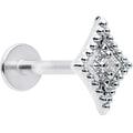 16G 5/16 Clear Gem Deco Textured Rhombus Labret Monroe Tragus