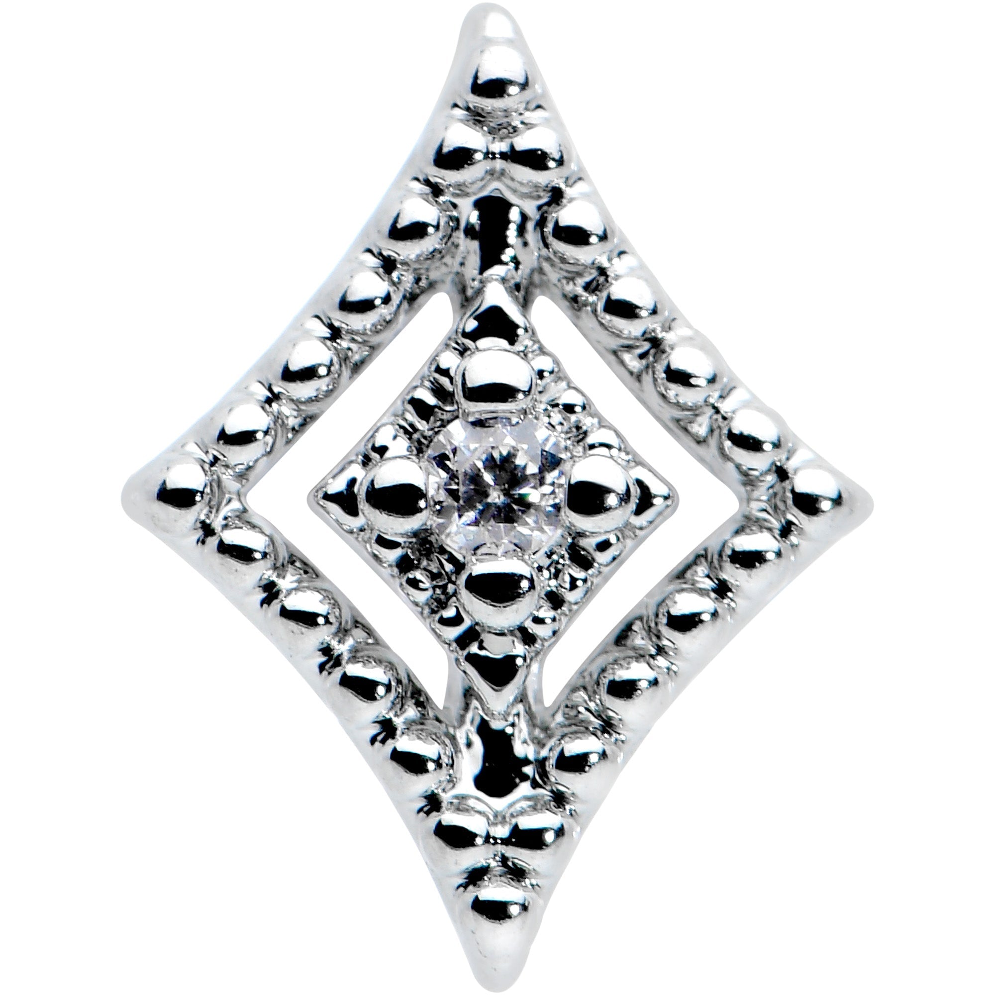 16G 1/4 Clear Gem Deco Textured Rhombus Labret Monroe Tragus