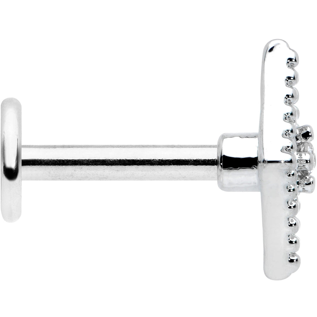 16G 1/4 Clear Gem Deco Textured Rhombus Labret Monroe Tragus