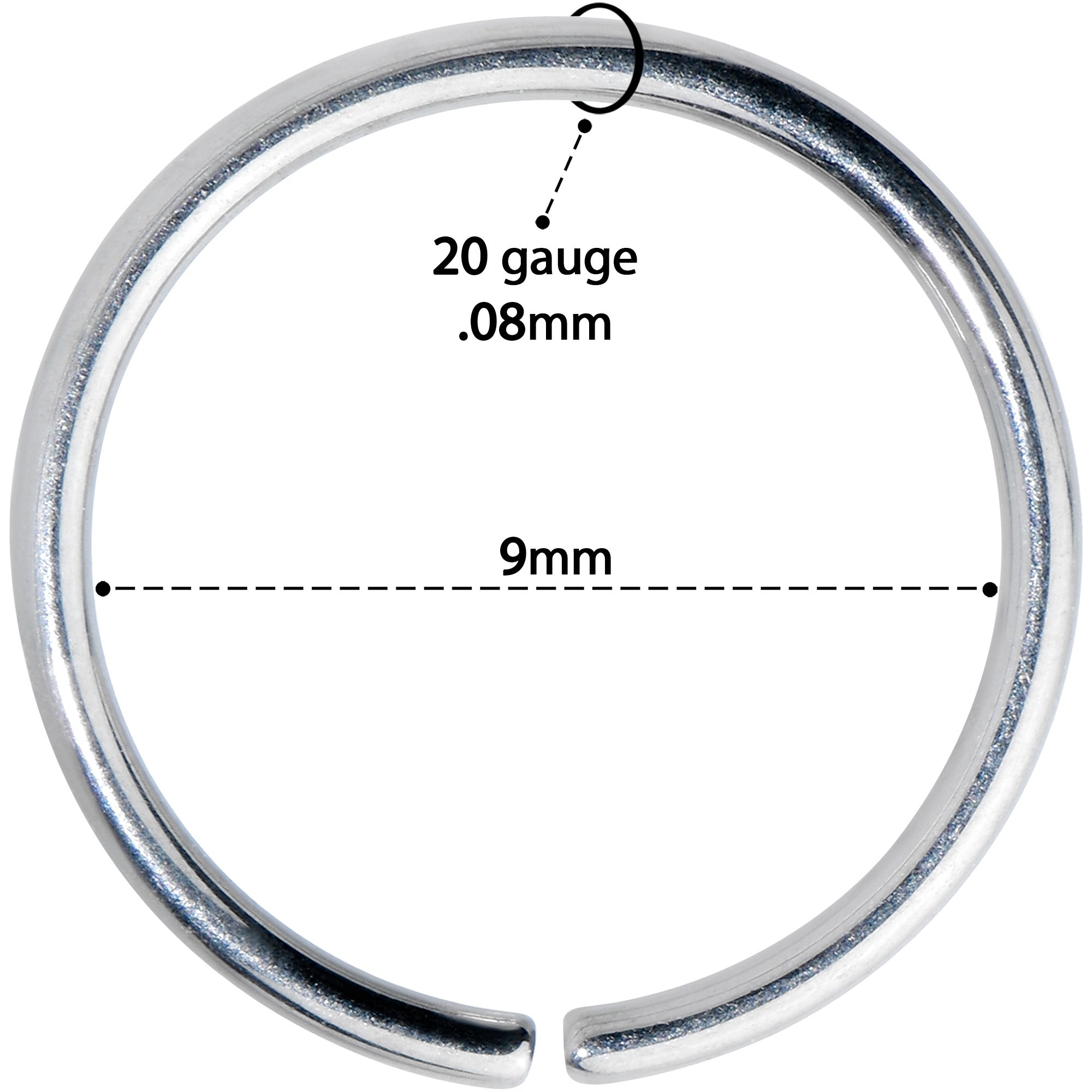 20G 9mm Grade 23 Titanium Bendable Hoop Ring