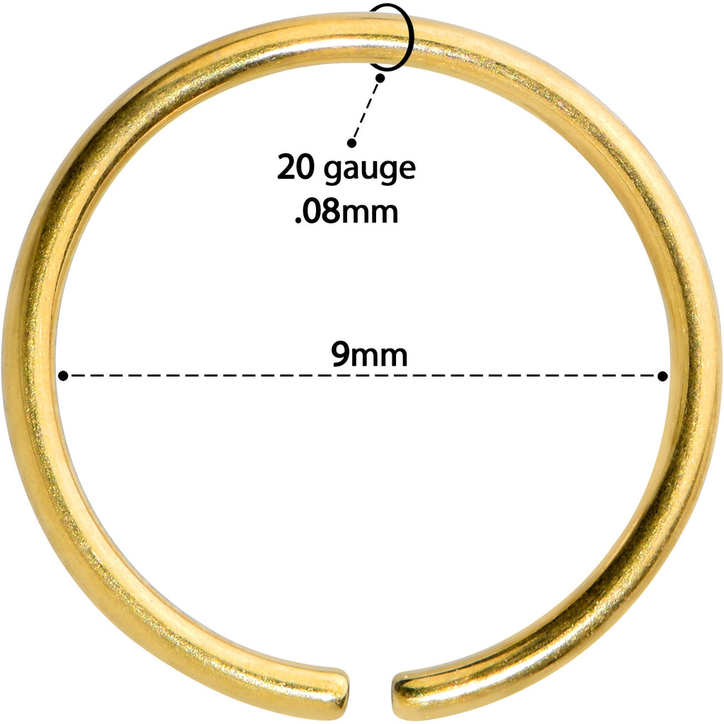 20G 9mm Gold Tone PVD Grade 23 Titanium Bendable Hoop Ring