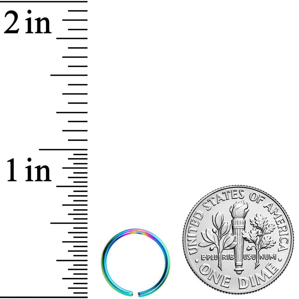 18G 3/8 Rainbow PVD Grade 23 Titanium Bendable Hoop Ring