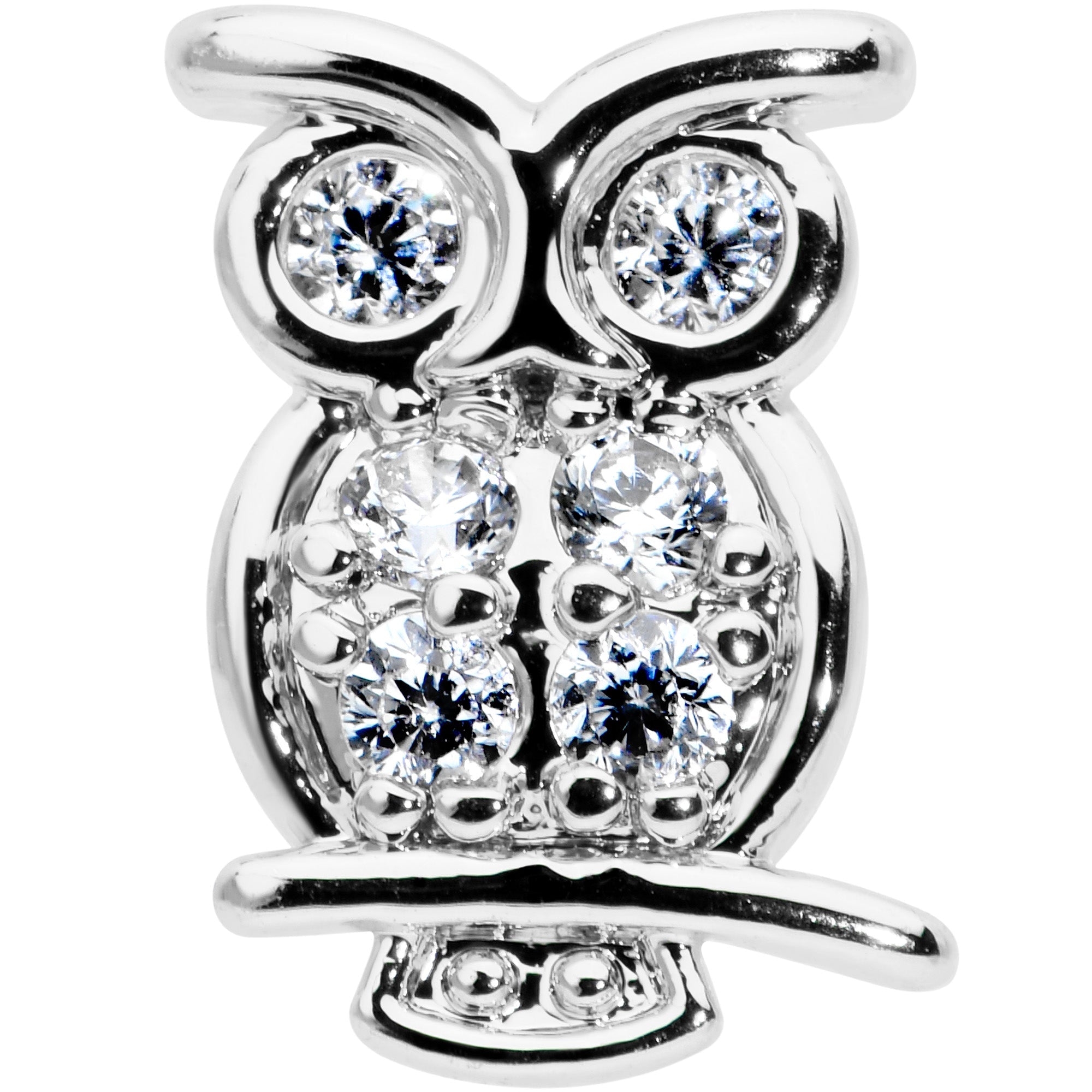 16G 5/16 Clear CZ Gem Owl Internal Thread Labret Monroe Tragus