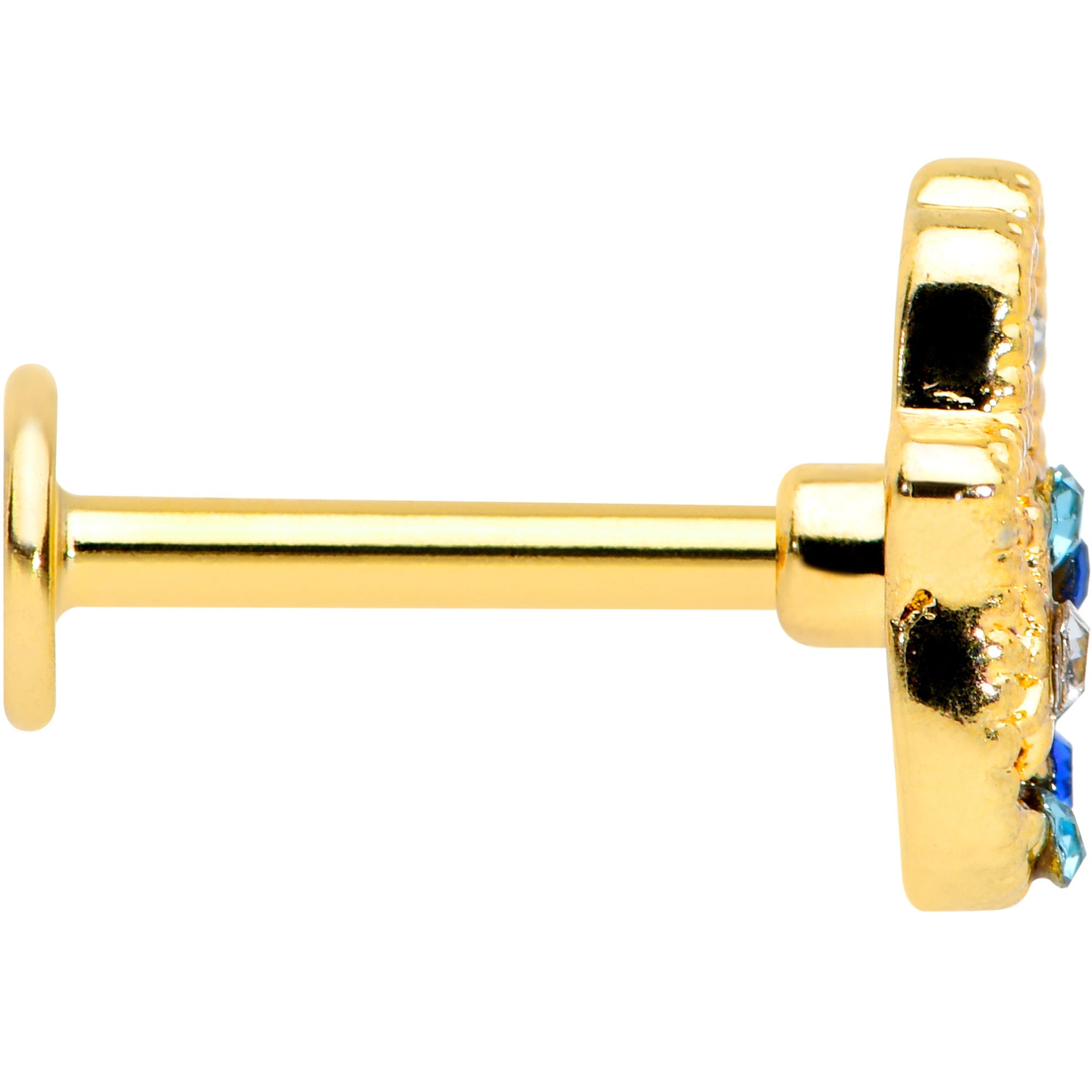 16G 5/16 Blue Gem Gold Hue Texture Hamsa Labret Monroe Tragus