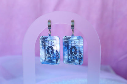 Blue Marble Zodiac Earrings