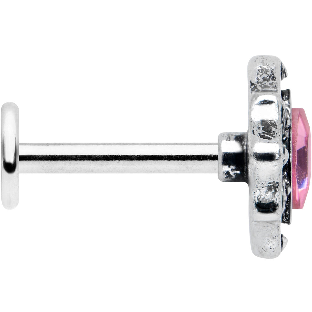 16G 5/16 Pink Gem Rhombus Retro Labret Monroe Tragus