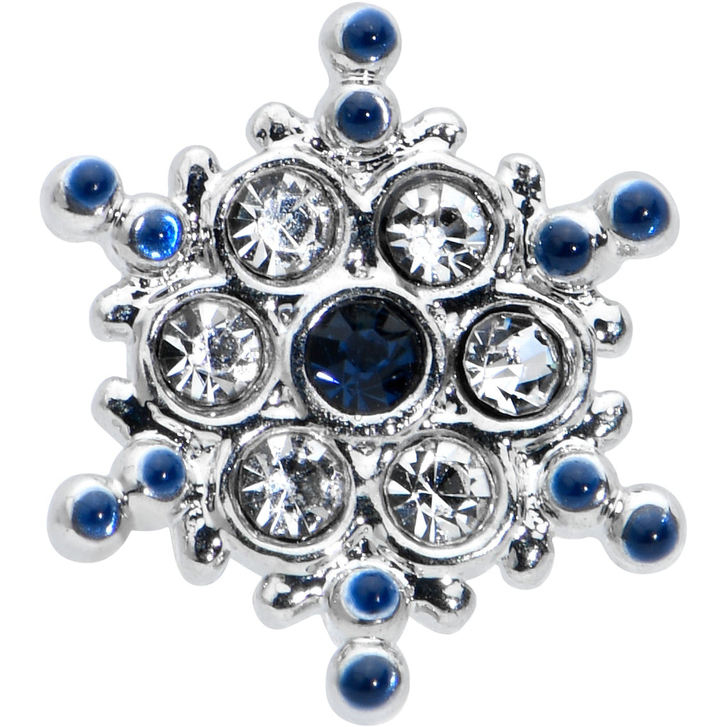 16G 5/16 Clear Blue Gem Festive Snowflake Labret Monroe Tragus