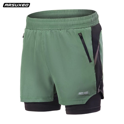 Mens Fitness Sweatpants With Liner Quick-Drying And Breathable Running Shorts