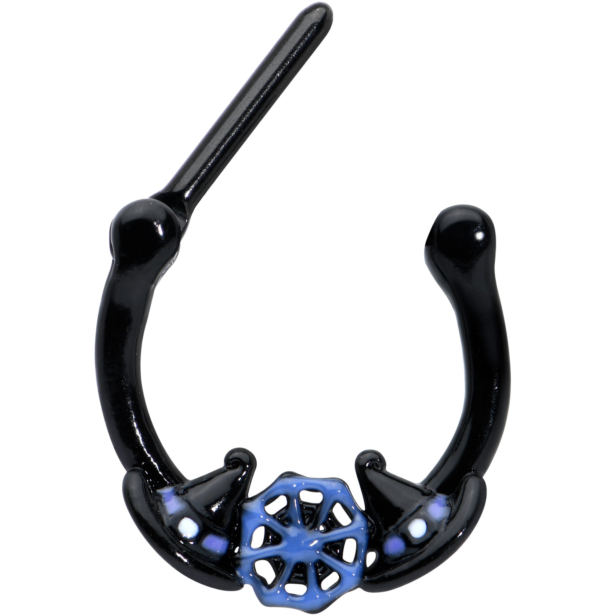 16G 5/16 Black Spider Web Witch Hat Halloween Cartilage Clicker