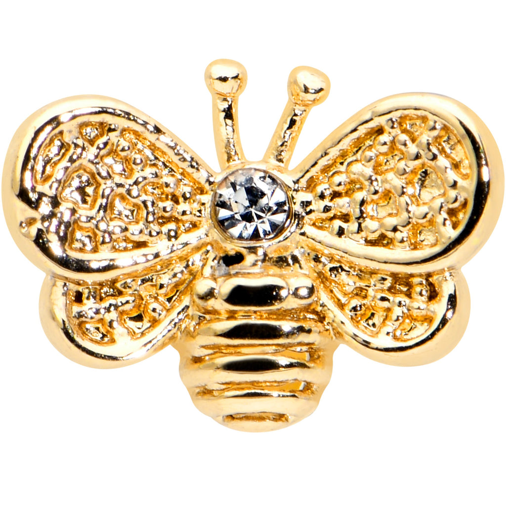 16G 1/4 Clear Gem Gold Tone Beauty Bee Cartilage Tragus Earring