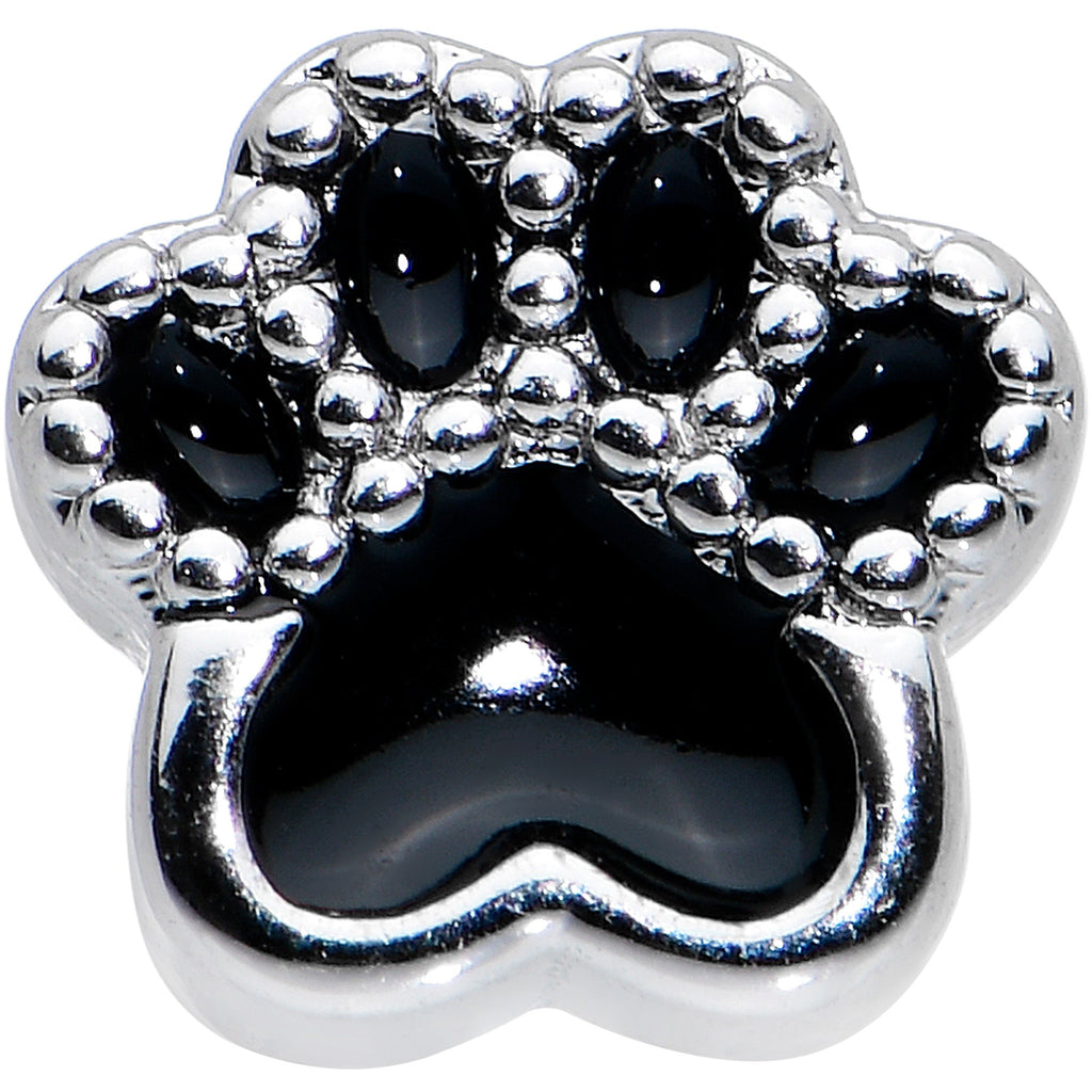 16G 5/16 Textured Black Paw Print Labret Monroe Tragus