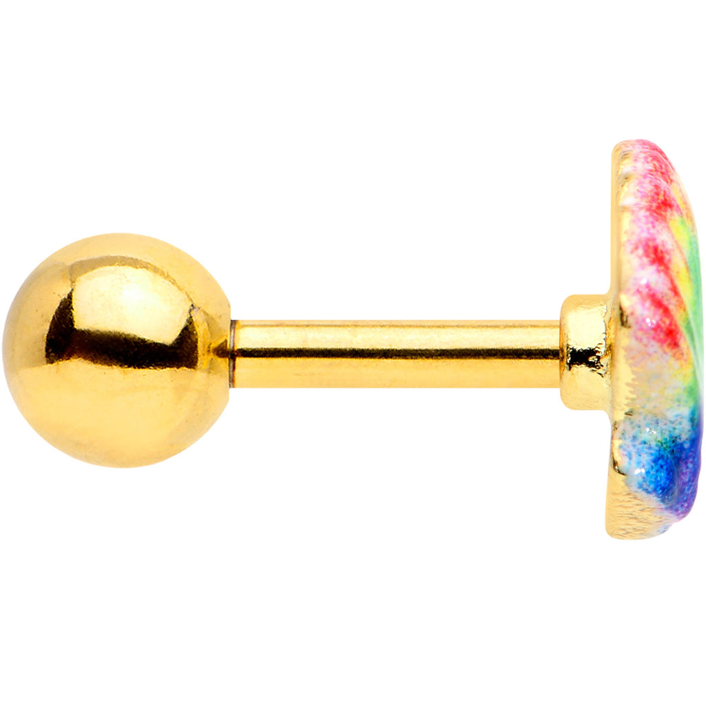 16G 1/4 Gold Tone Rainbow Scallop Shell Cartilage Tragus Earring