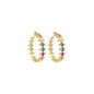 Colorful Oval CZ Gold Hoop Earrings, Sku#LD531