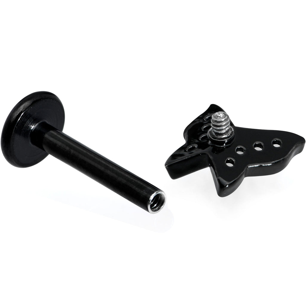 16G 5/16 Clear Gem Black Butterfly Internal Thread Labret Tragus