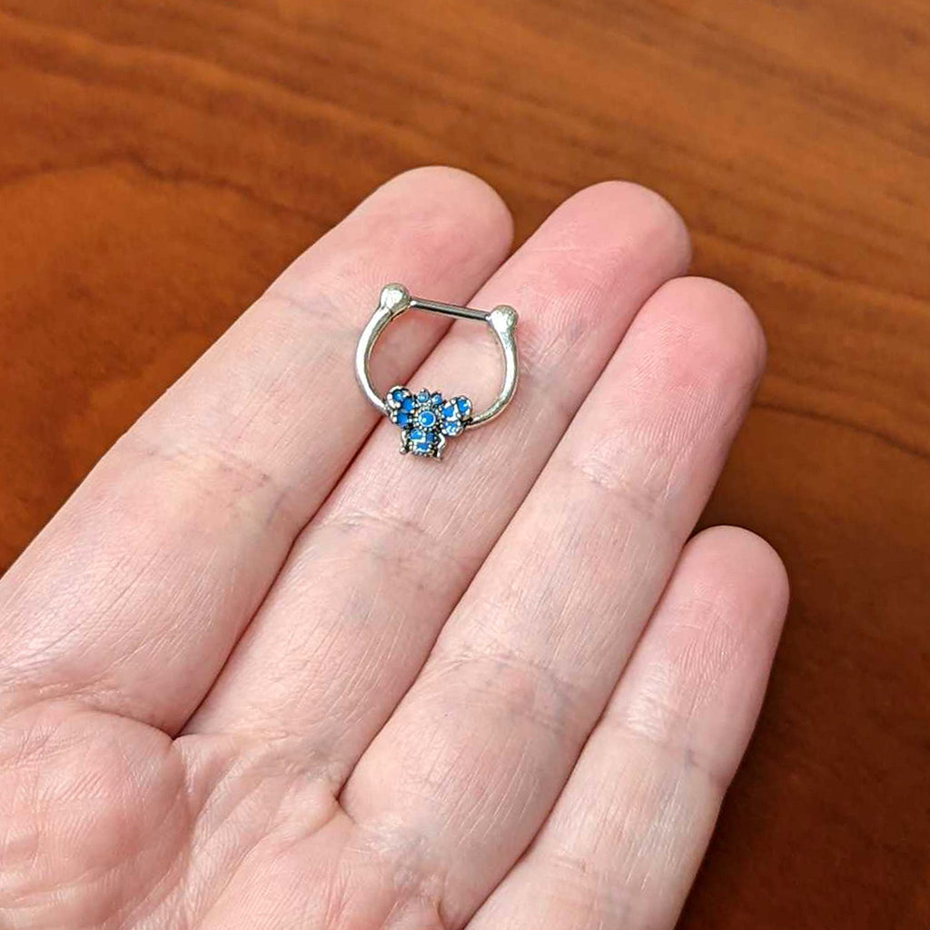16G 5/16 Textured Blue Butterfly Cartilage Clicker