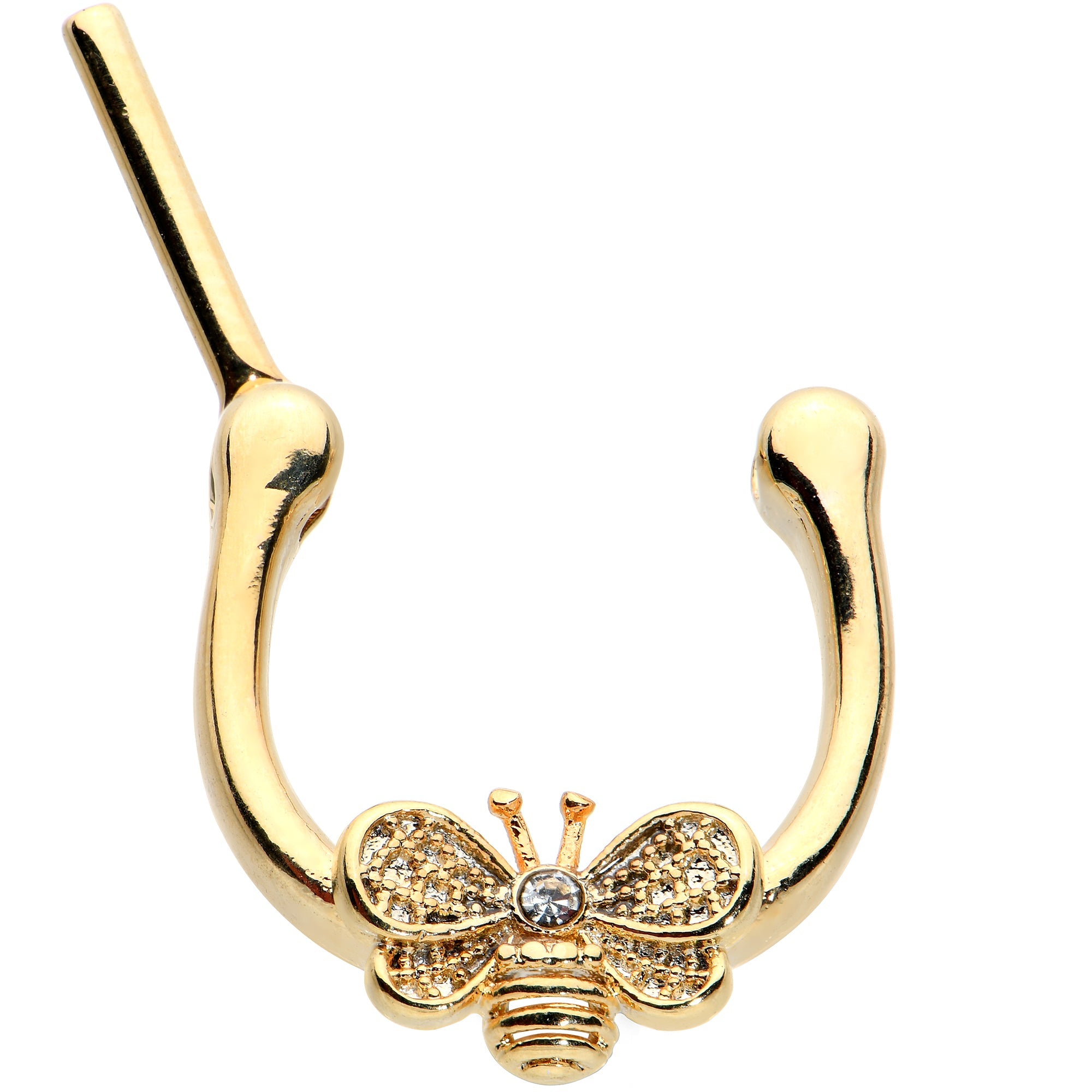 16G 5/16 Clear Gem Gold Tone Beauty Bee Cartilage Clicker